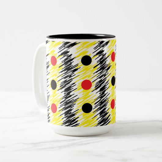 Abstrakt Scribble Polka Dot Pattern Zweifarbige Tasse (Vorderseite Links)