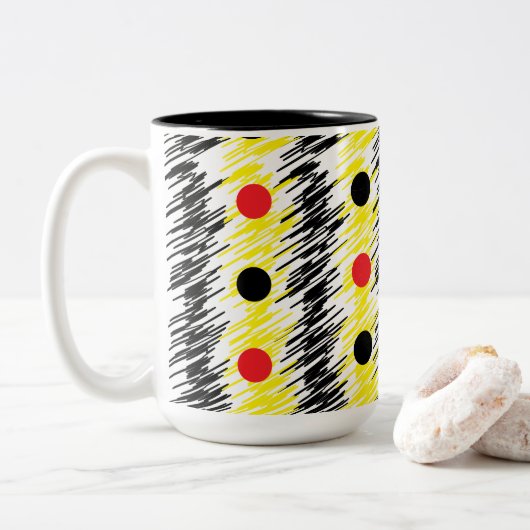 Abstrakt Scribble Polka Dot Pattern Zweifarbige Tasse (Mit Donut)