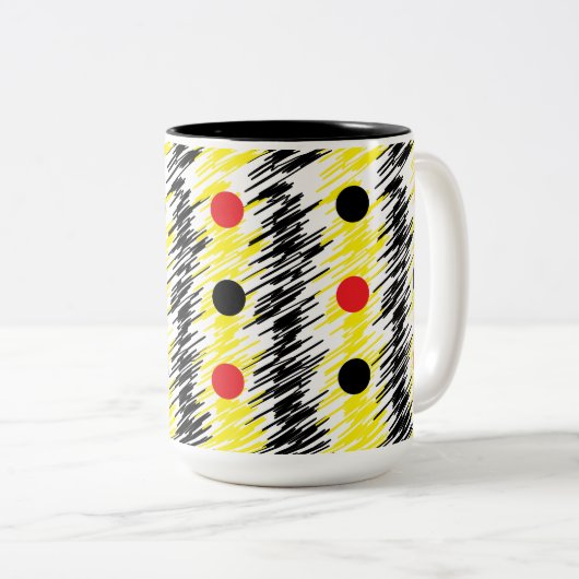 Abstrakt Scribble Polka Dot Pattern Zweifarbige Tasse (VorderseiteRechts)