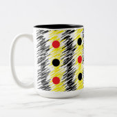 Abstrakt Scribble Polka Dot Pattern Zweifarbige Tasse (Links)