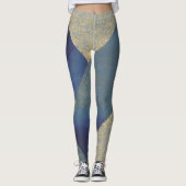 Abstrakt Seascape Fractured Zig Zag Waves 09 Leggings (Vorderseite)