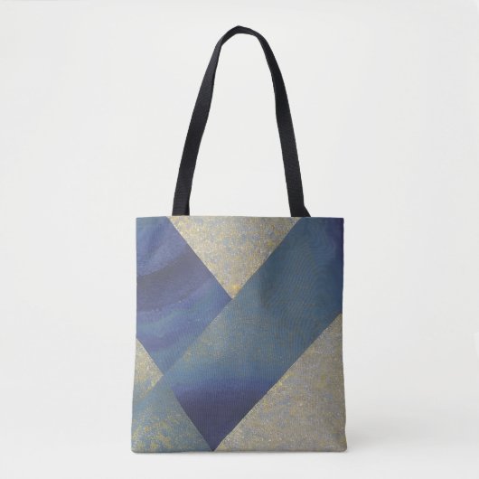 Abstrakt Seascape Fractured Zig Zag Waves 09 Tasche (Vorderseite)