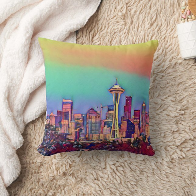 Abstrakt Seattle Skyline Kissen (Decke)