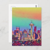 Abstrakt Seattle Skyline Postkarte (Vorne/Hinten)