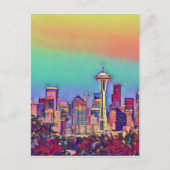Abstrakt Seattle Skyline Postkarte (Vorderseite)