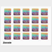 Abstrakt Seattle Skyline Quadratischer Aufkleber (Blatt)