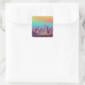 Abstrakt Seattle Skyline Quadratischer Aufkleber (Tasche)