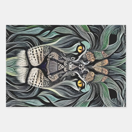 Abstrakt Shabby Chic King Lion Geschenkpapier Set (Vorderseite)