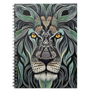 Abstrakt Shabby Chic King Lion Notizblock
