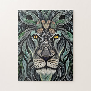 Abstrakt Shabby Chic King Lion Puzzle