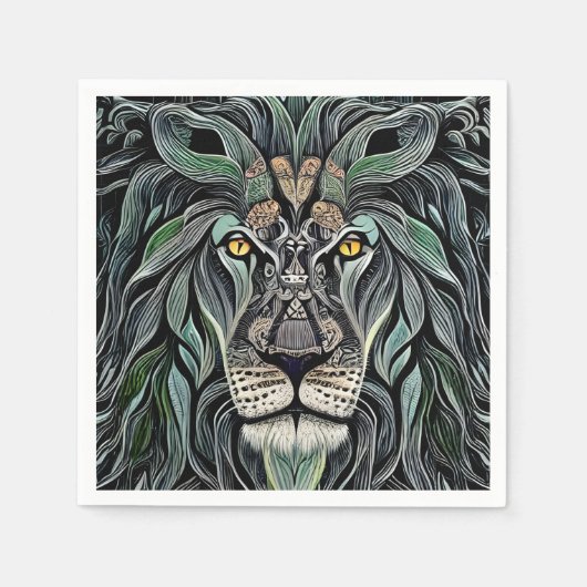 Abstrakt Shabby Chic King Lion Serviette (Vorderseite)