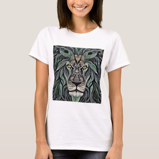 Abstrakt Shabby Chic King Lion T-Shirt (Vorderseite)