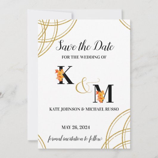 Abstrakt Simple Orange Gladiolus Letters Wedding Save The Date (Vorderseite)
