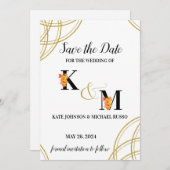 Abstrakt Simple Orange Gladiolus Letters Wedding Save The Date (Vorne/Hinten)