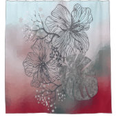 Abstrakt skizzierte Blume Blätter Blumengefälle p Duschvorhang (Vorderseite)