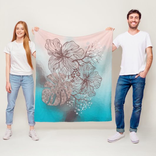 Abstrakt skizzierte Blume Blätter Blumengefälle p Fleecedecke (Beispiel)
