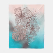 Abstrakt skizzierte Blume Blätter Blumengefälle p Fleecedecke (Vorderseite)