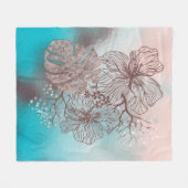 Abstrakt skizzierte Blume Blätter Blumengefälle p Fleecedecke (Vorderseite (Horizontal))