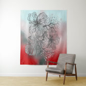 Abstrakt skizzierte Blume Blätter Blumengefälle p Wandteppich (Beispiel)