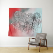 Abstrakt skizzierte Blume Blätter Blumengefälle p Wandteppich (Beispiel (Horizontal))