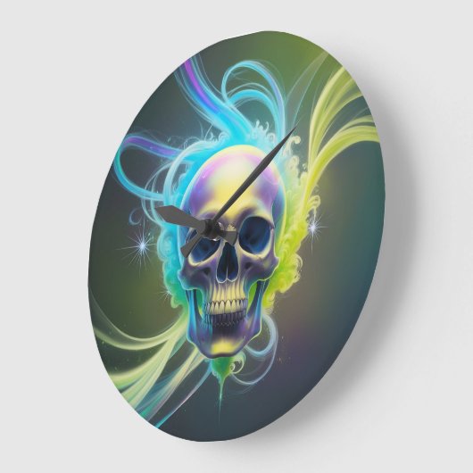 Abstrakt Skull Vibes Design von Li Tech Große Wanduhr (Winkel)