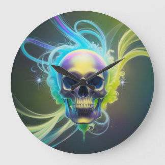 Abstrakt Skull Vibes Design von Li Tech Große Wanduhr