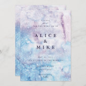 Abstrakt Sky Blue & Lila Watercolor Galaxy Invi Einladung (Vorne/Hinten)