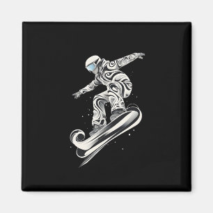 Abstrakt Snowboarder Snowboard Snowboarden Magnet