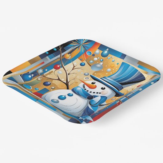Abstrakt Snowman Pappteller (Gewinkelt)