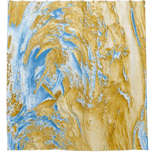 Abstrakt Soft Blue: Goldene Touchs. Duschvorhang (Vorderseite)