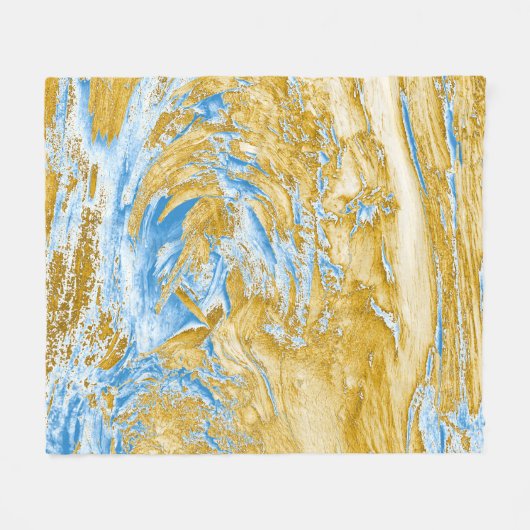 Abstrakt Soft Blue: Goldene Touchs. Fleecedecke (Vorderseite (Horizontal))