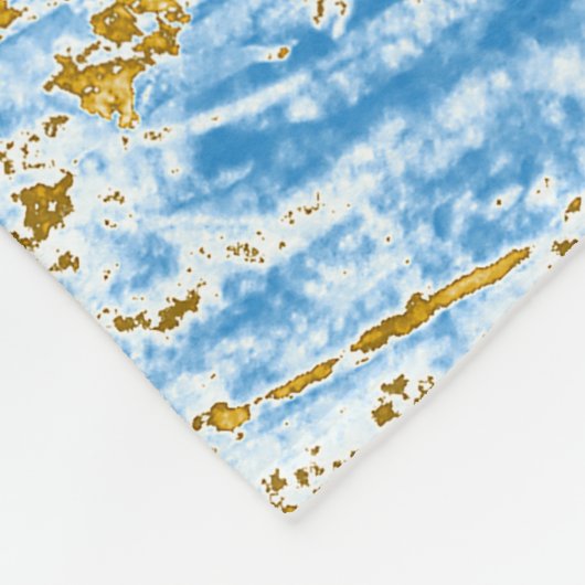 Abstrakt Soft Blue: Goldene Touchs. Fleecedecke (Ecke)