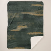 Abstrakt Soft Hues Deep Green & Gold Sherpa Blanke Sherpadecke (Vorderseite)