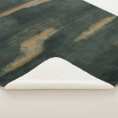 Abstrakt Soft Hues Deep Green & Gold Sherpa Blanke Sherpadecke (3/4)