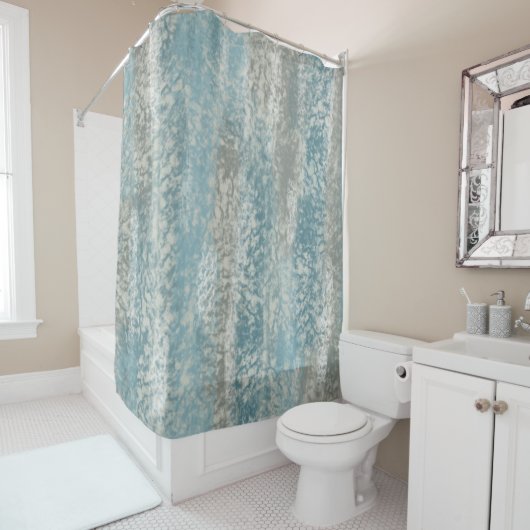 Abstrakt Soft Hues Grau Aquamarin Duschvorhang (Beispiel)