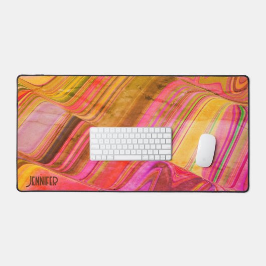 Abstrakt spielend Retro Wave Girly Moderner Name Schreibtischunterlage (Tastatur & Maus)