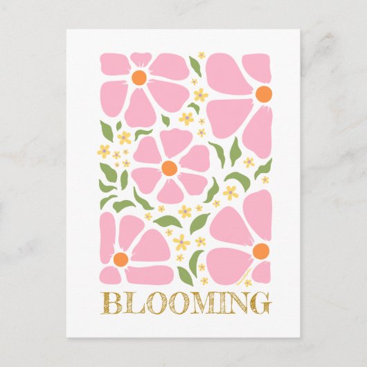 Abstrakt spielend rosa Blume Postkarte (Vorderseite)