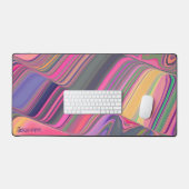 Abstrakt spielend Rosa Wave Girly Moderner Name Schreibtischunterlage (Tastatur & Maus)