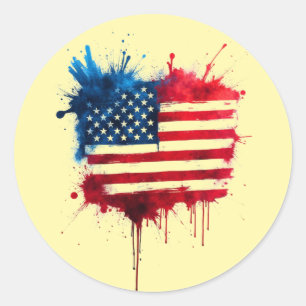 Abstrakt Splash American Flag Runder Aufkleber