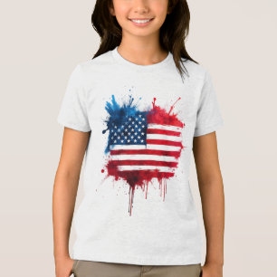 Abstrakt Splash American Flag Tri-Blend Shirt