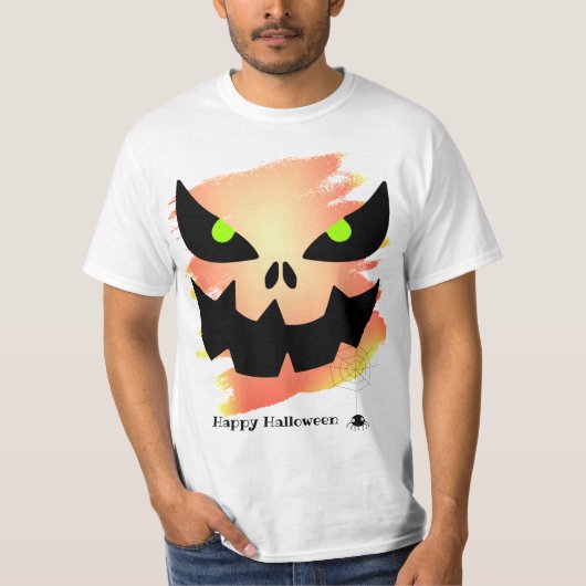 Abstrakt Spooky Jack o'Lantern Face Halloween T-Shirt (Vorderseite)