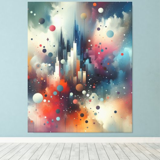 Abstrakt Spray Paint Stretched Canvas Print Leinwanddruck (Insitu (Holzboden))