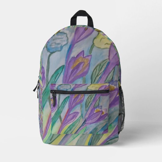 Abstrakt Spring Crocus Bedruckter Rucksack (Vorderseite)