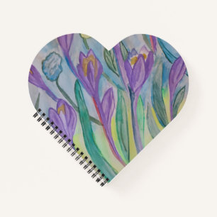 Abstrakt Spring Crocus Heart Notebook Notizblock