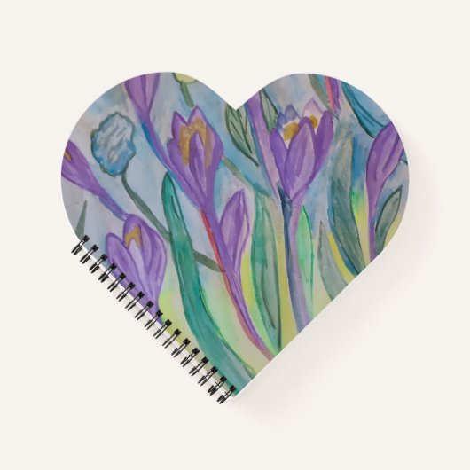 Abstrakt Spring Crocus Heart Notebook Notizblock (Vorderseite)
