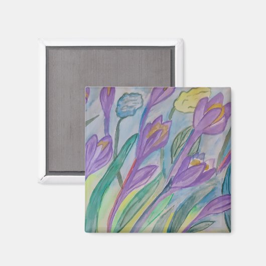 Abstrakt Spring Crocus Magnet (Vorderseite/Rückseite)