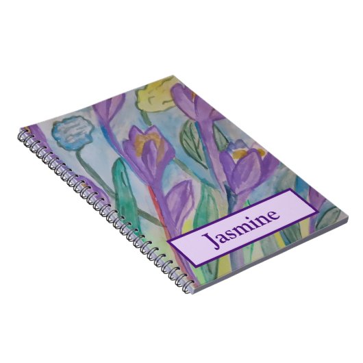 Abstrakt Spring Crocus Spiral Notebook Notizblock (Rechte Seite)
