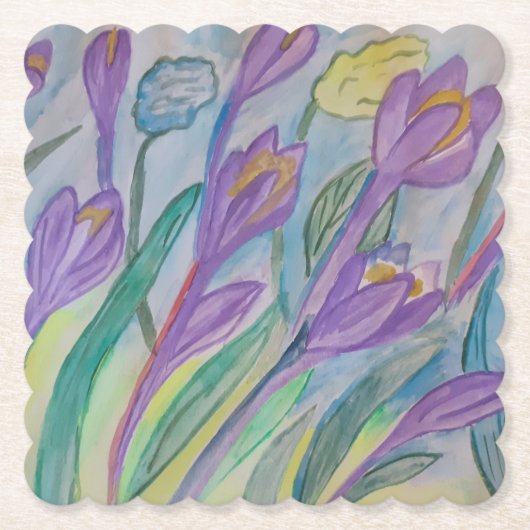 Abstrakt Spring Crocus Untersetzer (Vorderseite)