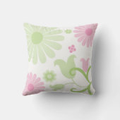 Abstrakt Spring Green Baby Pink Funky Florals Kissen (Rückseite)