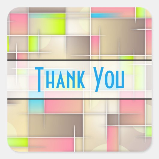 Abstrakt Squares Geometric Pattern Vielen Dank Quadratischer Aufkleber (Vorderseite)